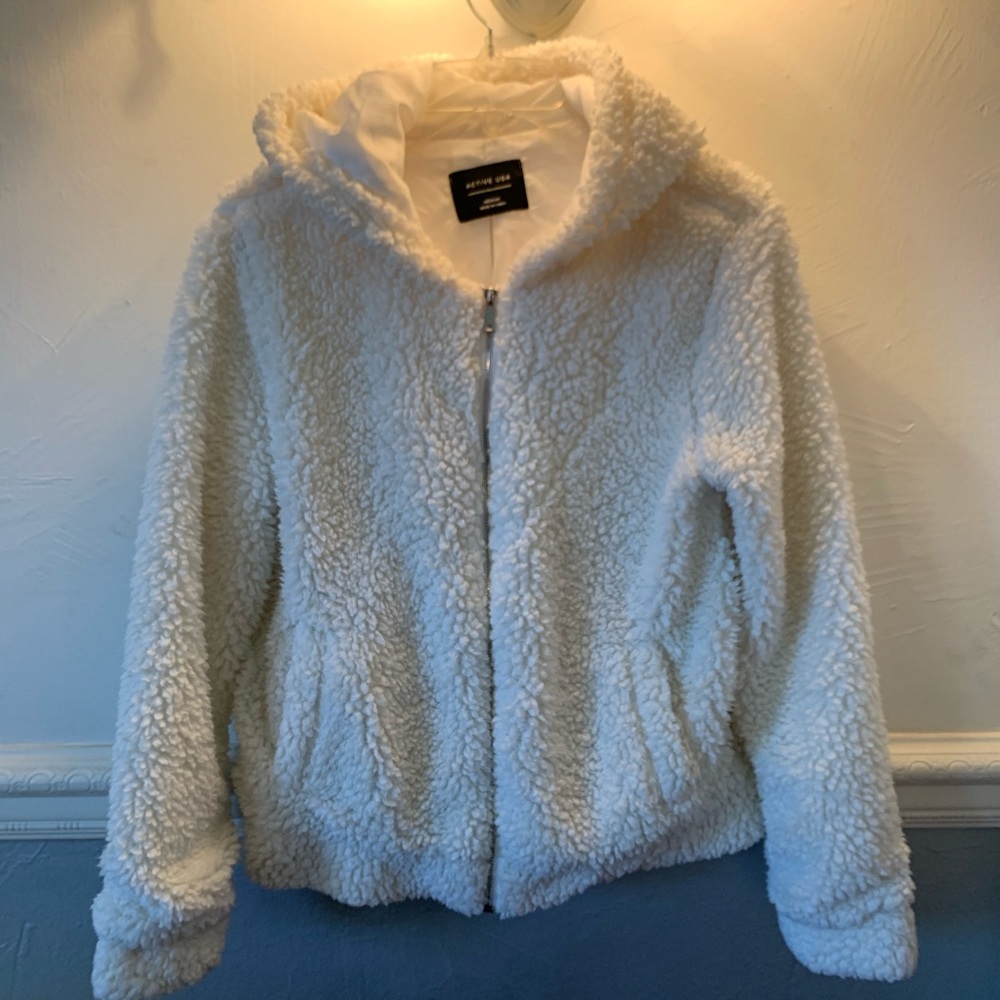 Warm fuzzy white jacket